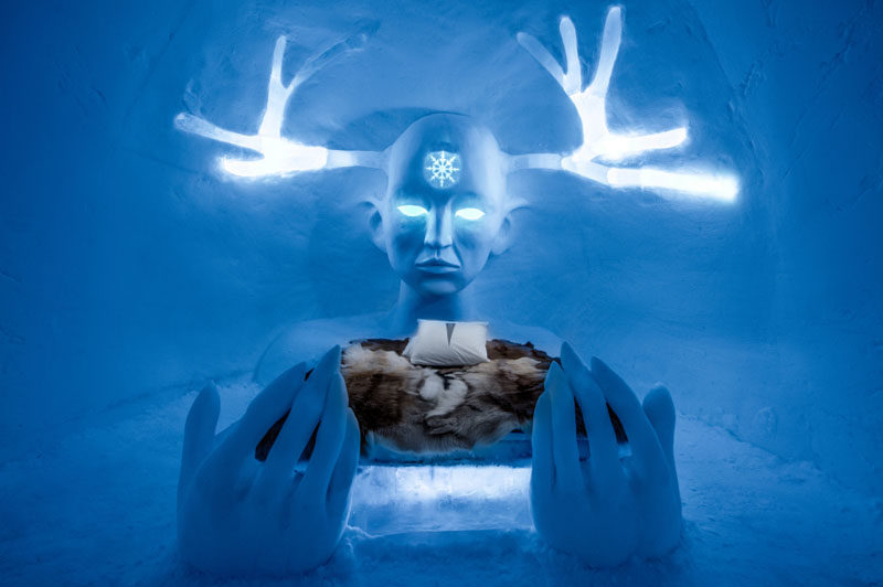 The Swedish ICEHOTEL has opened for 2017. The hotel, which is made from ice, has a collection of art suites that are individually themed and are hand carved by artists from around the world. #ICEHOTEL #Sweden #Travel #Art #Sculpture