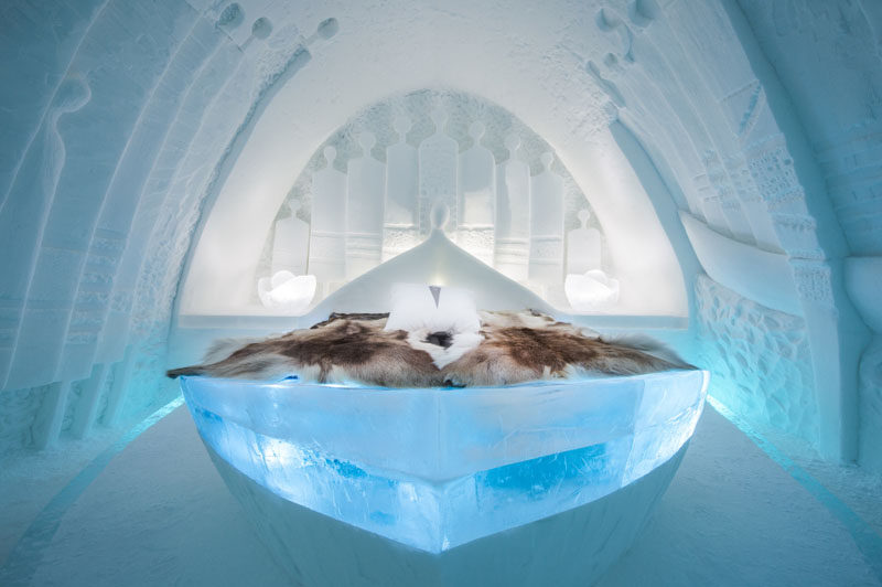 The Swedish ICEHOTEL has opened for 2017. The hotel, which is made from ice, has a collection of art suites that are individually themed and are hand carved by artists from around the world. #ICEHOTEL #Sweden #Travel #Art #Sculpture