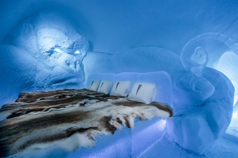 The Swedish ICEHOTEL has opened for 2017. The hotel, which is made from ice, has a collection of art suites that are individually themed and are hand carved by artists from around the world. #ICEHOTEL #Sweden #Travel #Art #Sculpture