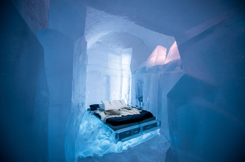 The Swedish ICEHOTEL has opened for 2017. The hotel, which is made from ice, has a collection of art suites that are individually themed and are hand carved by artists from around the world. #ICEHOTEL #Sweden #Travel #Art #Sculpture