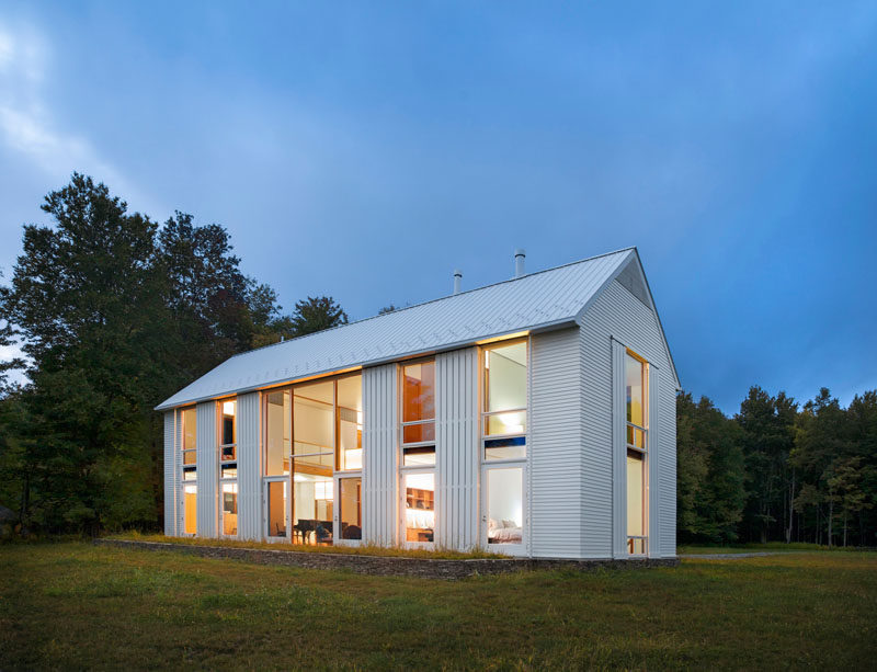 Cutler Anderson Architects have completed a modern farmhouse for a large family on a 93-acre farm in northeastern Pennsylvania, that was designed to fit in with the surrounding farming community. #Farmhouse #ModernArchitecture