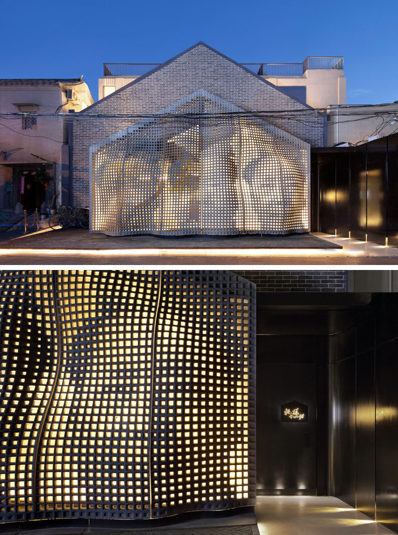 At night, when the lights within the MaoHaus are lit, you can a portrait of Chairman Mao in the sculptural concrete facade. #Architecture #Art #Concrete