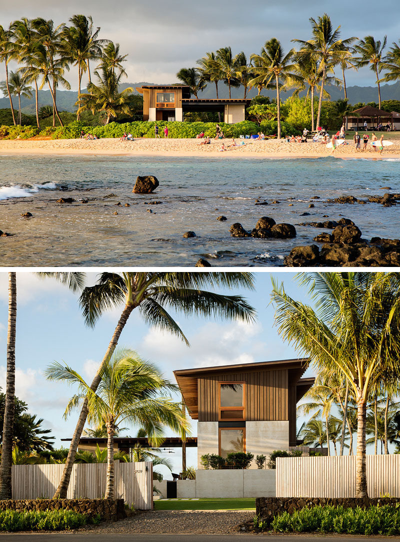 Walker Warner Architects together with Stone Interiors, have completed Hale Nukumoi, a modern beach house in Kauai, Hawaii, that has an open and casual floor plan. #ModernBeachHouse #ModernArchitecture