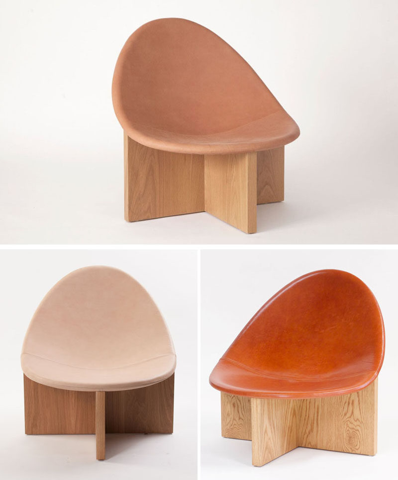 Estudio Persona have designed the Nido Chair that has an egg-like shaped leather upholstered seat that sits atop a nest of wood. #Chair #Seating #Design #Furniture