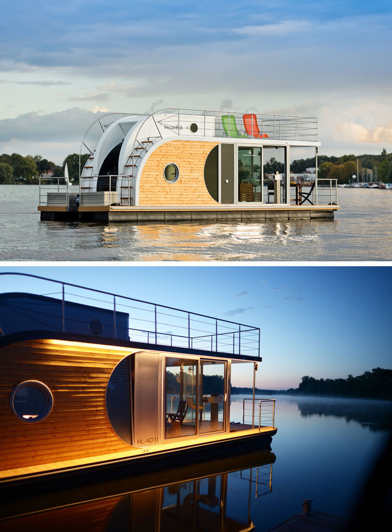 Nautilus Houseboats have designed 'Nautino Maxi', a modern houseboat that's large enough to sleep up to 6 people. #ModernHouseboat #Architecture #Design