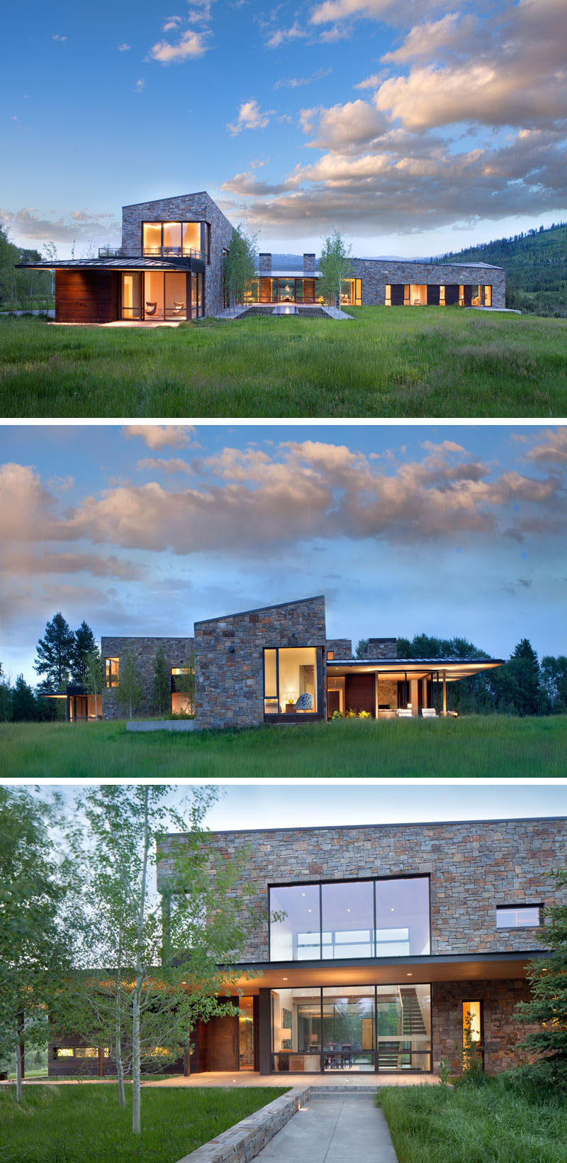 Carney Logan Burke Architects have designed a contemporary house in Wilson, Wyoming, that sits on a 40-acre site at the base of the Teton Range. #ModernHouse #Architecture