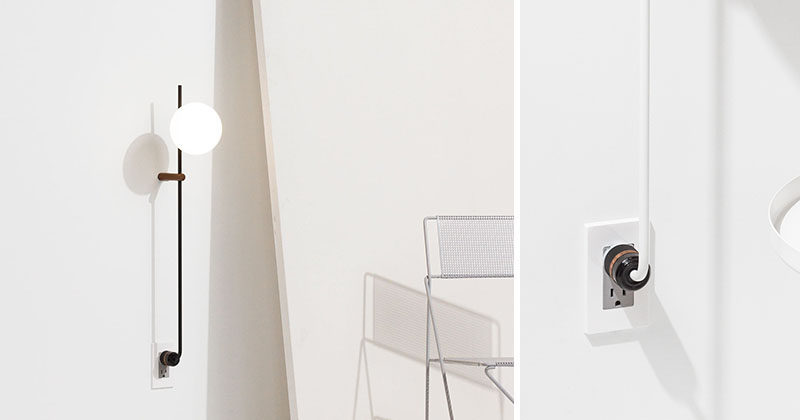 Human home have created the LYNEA Plug Lamp, a floor lamp or side table lamp that's been designed to be plugged straight into an outlet in the wall. #Lighting #FloorLamp #WallLamp #Design