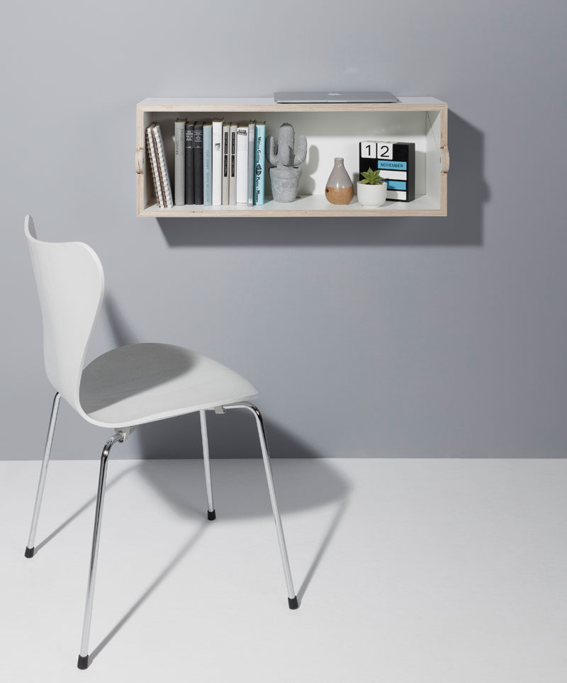 Berlin based designer Michael Hilgers has created TWOFOLD, a compact wall shelf that can be transformed into a wall desk. #Design #Furniture #Shelving #WallDesk