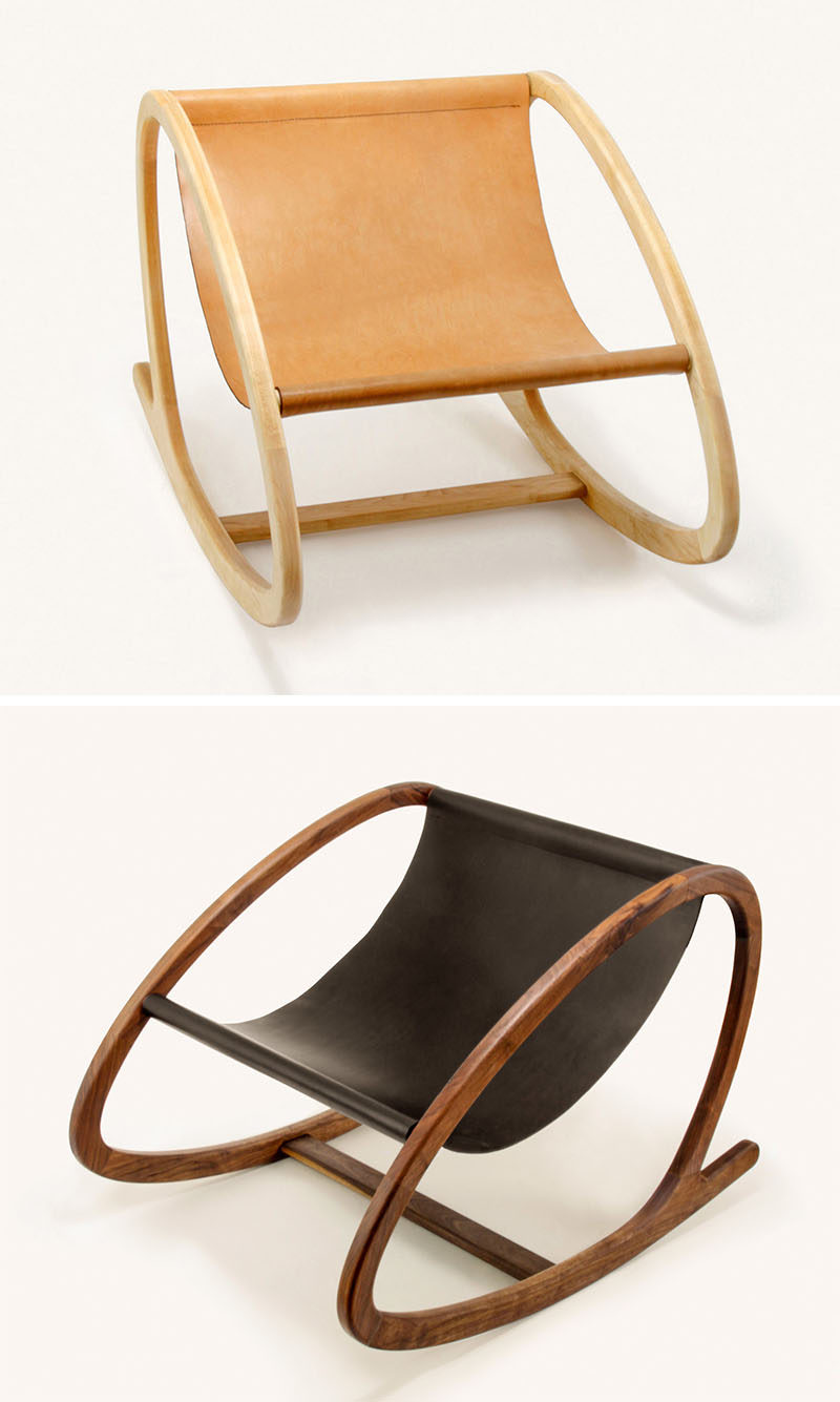 Design studio Objects & Ideas have crafted a modern wood and leather rocking chair named 'Wye'. #RockingChair #ModernFurniture