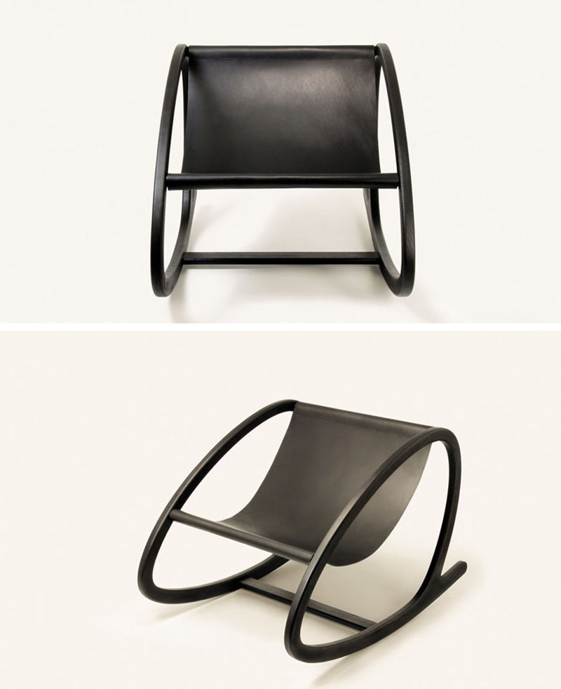 Design studio Objects & Ideas have crafted a modern wood and leather rocking chair named 'Wye'. #RockingChair #ModernFurniture