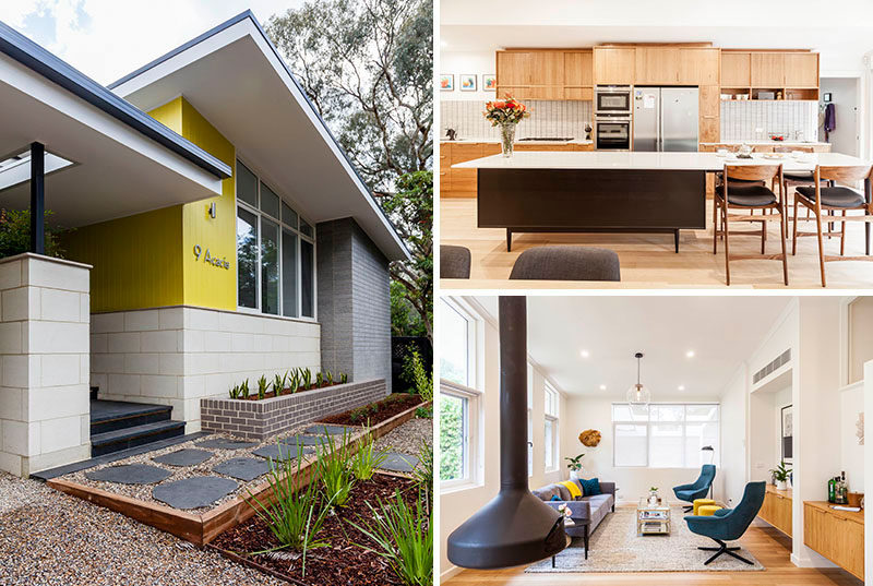 Detail 9 Architects have given new life to a mid-century modern home in Melbourne, Australia, by adding a new extension and a basement with a wine cellar. #MidCenturyModern #Landscaping #InteriorDesign