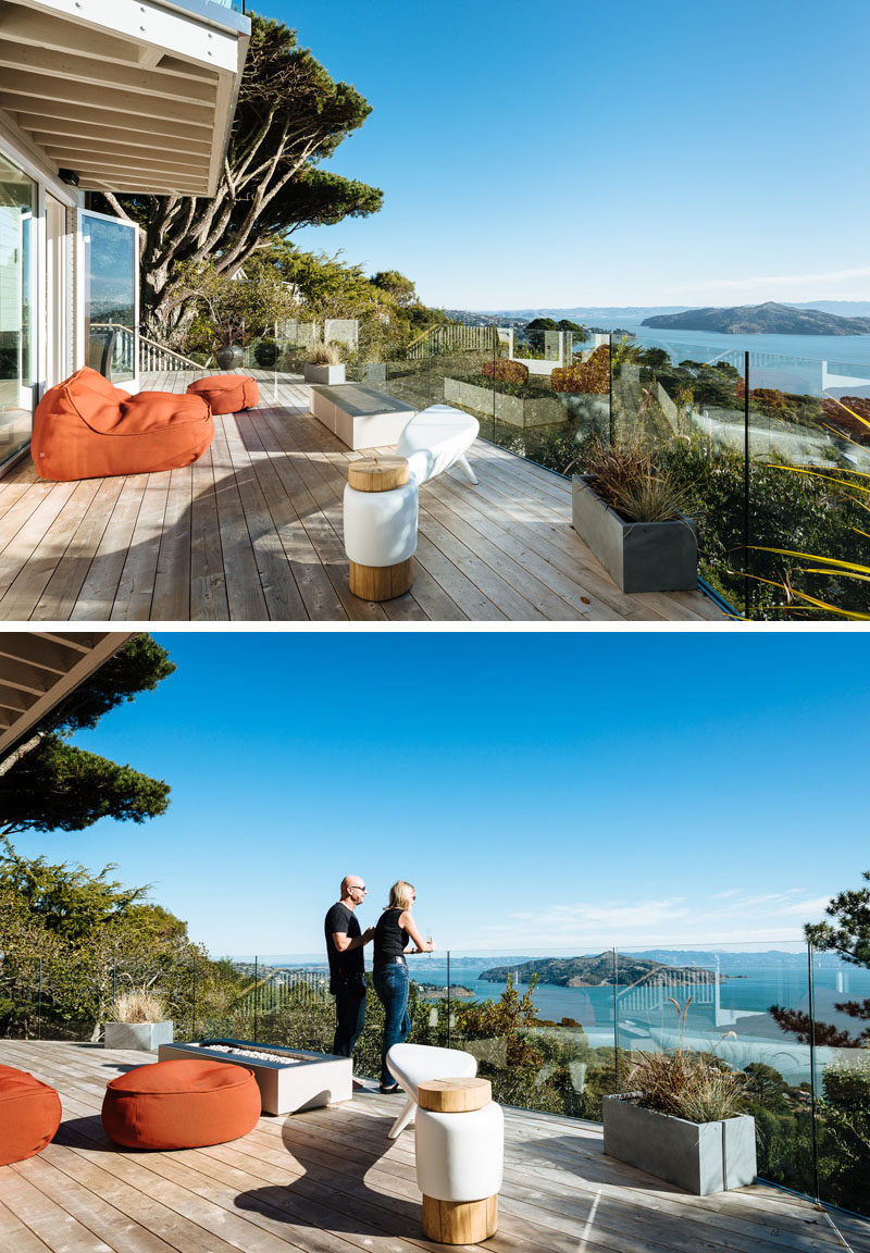 This modern balcony provides some outdoor space for the home, and glass railings have been used to create a seamless view. #Balcony