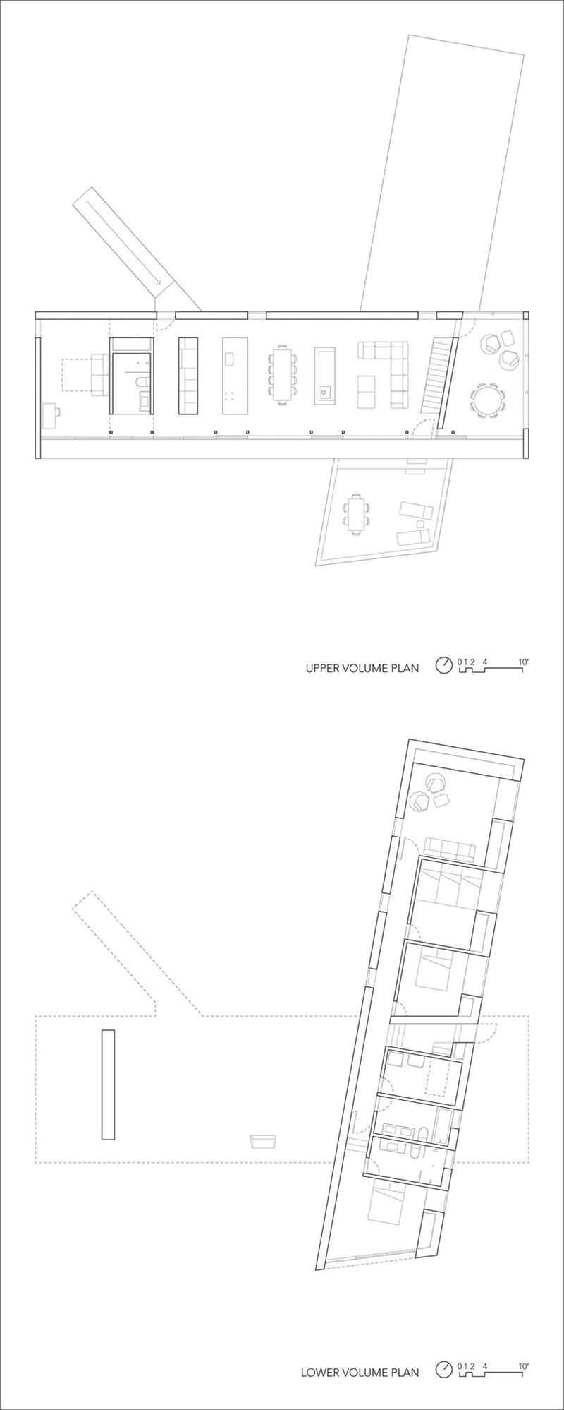 Floor plans of a modern lakeside house with two floors. #FloorPlan #ModernHouse