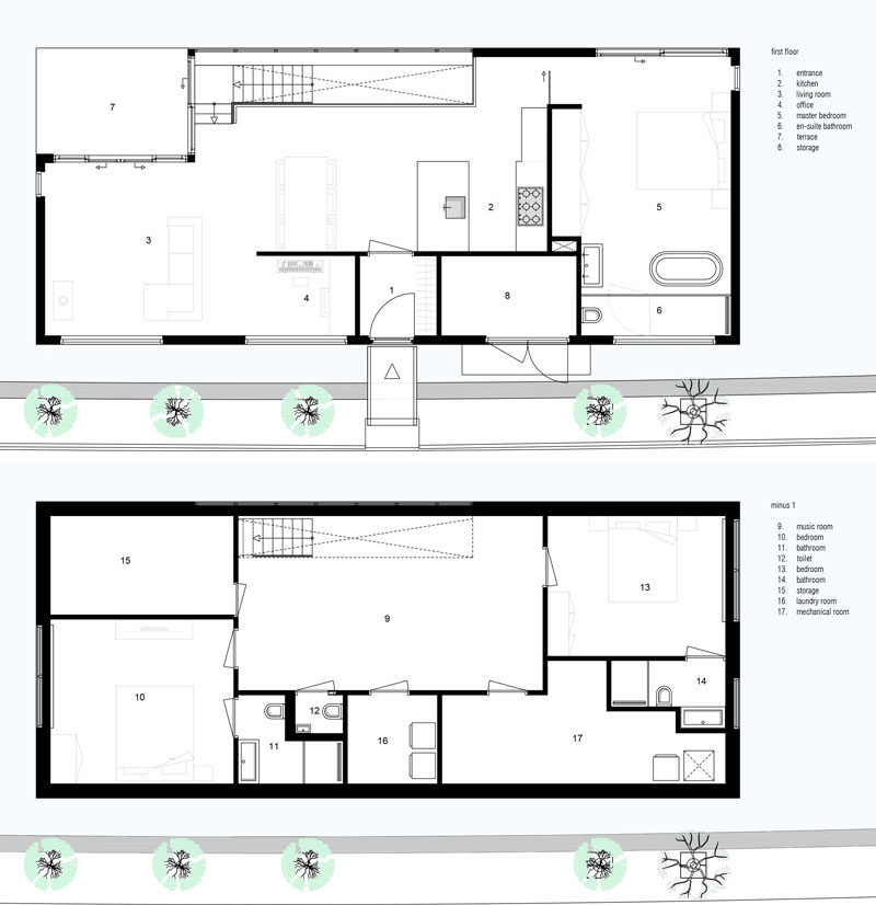 vanOmmeren-architecten have designed ‘Haarlem Shuffle’, a modern floating villa that's located on a river near the historic city centre of Haarlem in The Netherlands. #Floathome #Houseboat #FloatingVilla #FloorPlans