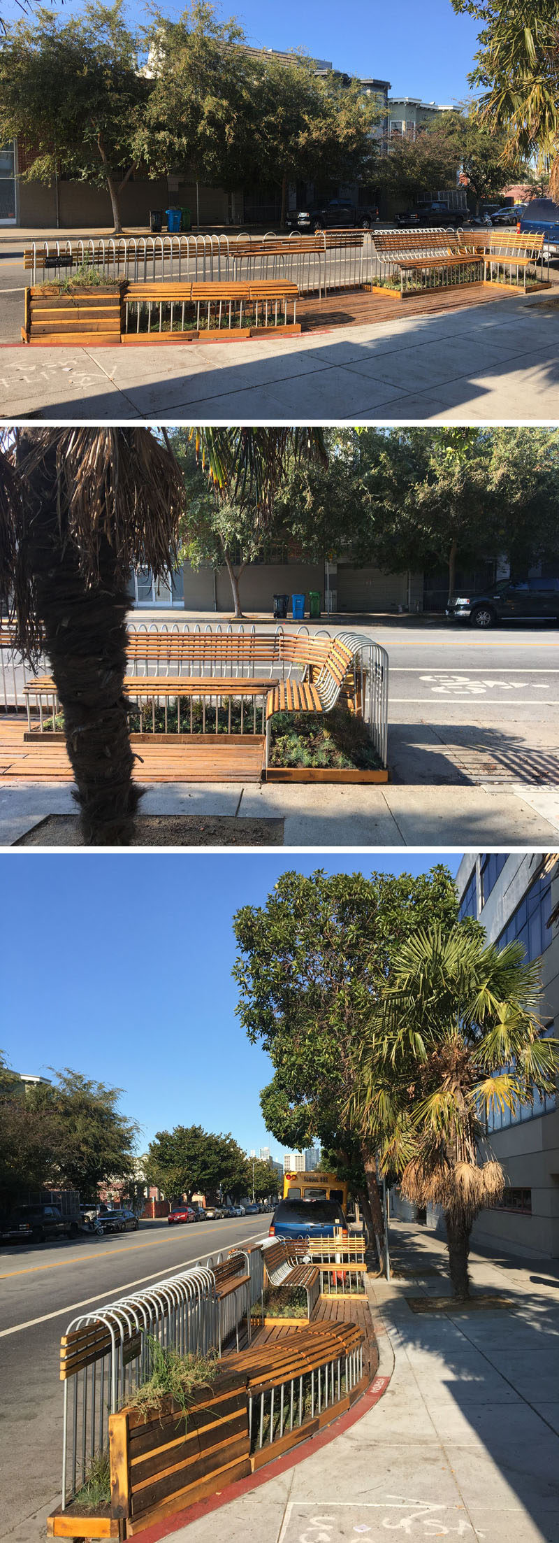 Youth Art Exchange (YAX) youth architects from the YAX Architecture Firm, lead by faculty architect Kali Gordon and John O'Connell High School Construction Instructor Chris Wood, developed an innovated parklet design utilizing reclaimed cedar and conduit pipes. #Parklet #Landscaping #Design