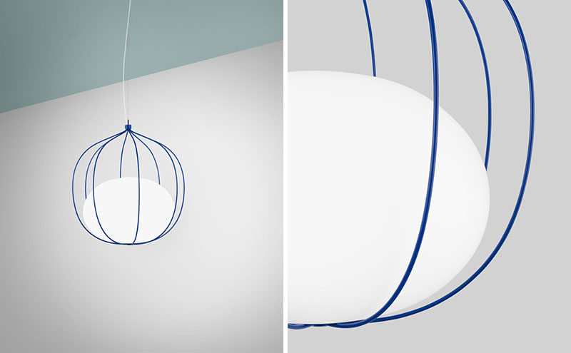 Swedish firm Front Design, have created 'Hoop', a new pendant light that has a slightly elliptical globe that rests within a system of rings. #Lighting #PendantLight #ModernLight