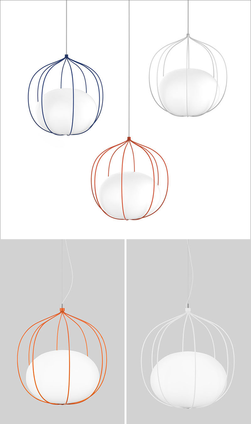 Swedish firm Front Design, have created 'Hoop', a new pendant light that has a slightly elliptical globe that rests within a system of rings. #Lighting #PendantLight #ModernLight