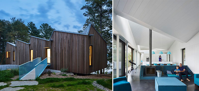 Canadian designers Coryn Kempster and Julia Jamrozik have designed a modern house that sits on the shores of Stoney Lake in Ontario, Canada. #ModernHouse #LakesideHouse #Architecture