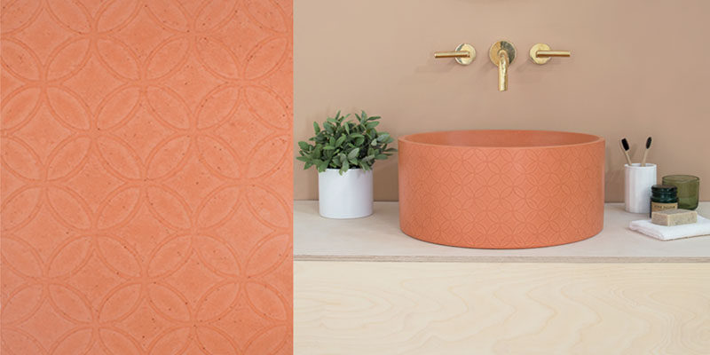 Kast have designed 'Kast Canvas', a series of 3 concrete basins that have surface patterns to add texture and interest. #Concrete #ConcreteSink #ConcreteBasin