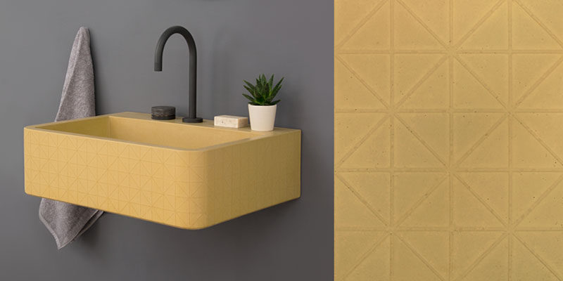 Kast have designed 'Kast Canvas', a series of 3 concrete basins that have surface patterns to add texture and interest. #Concrete #ConcreteSink #ConcreteBasin