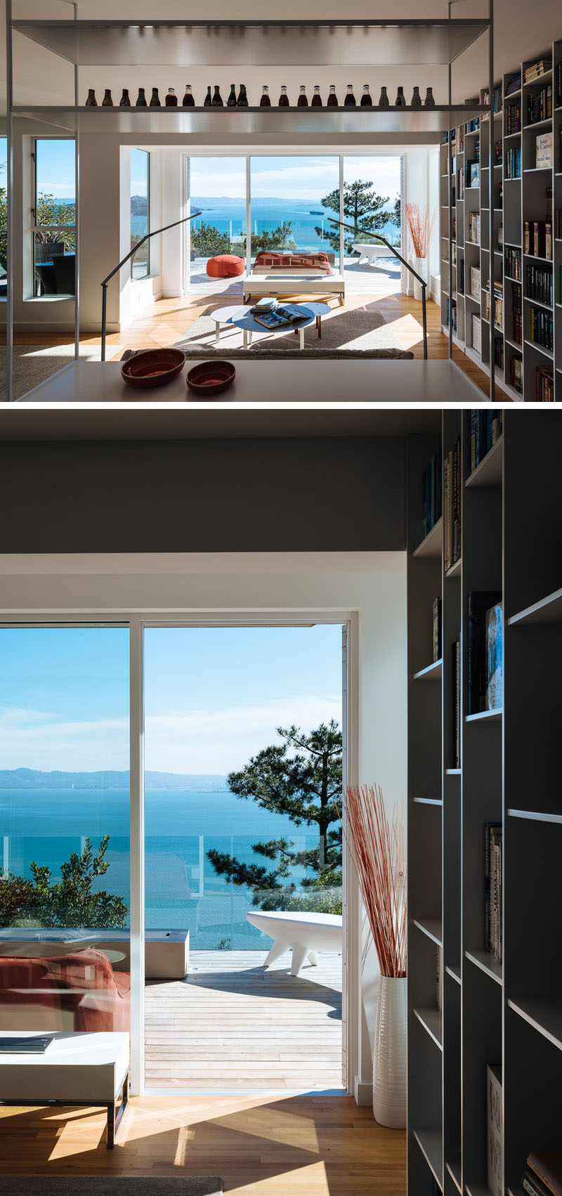 This house has a library with a sitting area that opens up to a balcony. #LivingRoom #Library