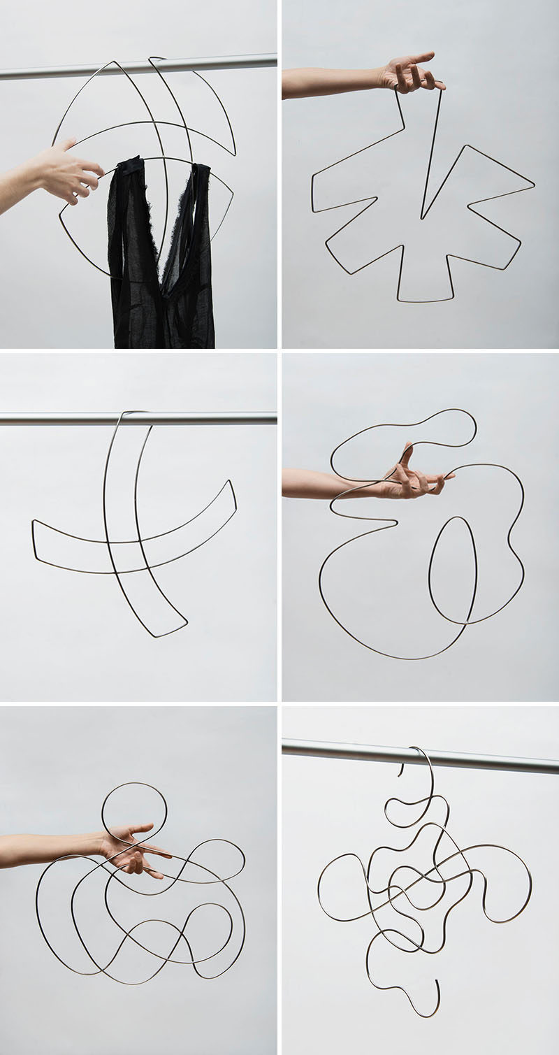 XYZ Integrated Architecture have designed 'Piece Unique', a collection of artistic wire clothes hangers. #Design #ClothesHangers