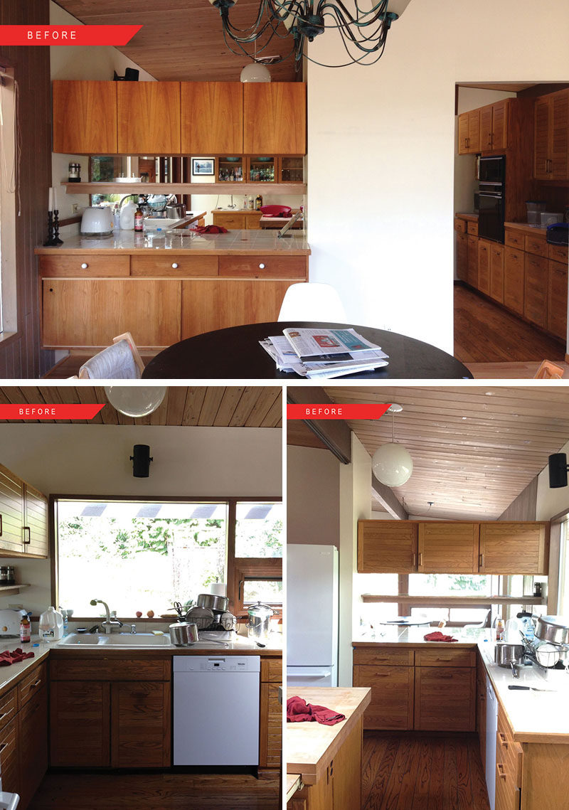 BEFORE PHOTOS - This mid-century modern kitchen got a fresh update. #BeforePhotos #KitchenRemodel