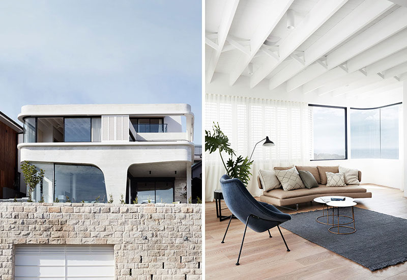 Luigi Rosselli Architects have designed a new house built above an existing garage and sandstone retaining wall in a suburb of Sydney Australia. #ModernHouse #ConcreteHouse