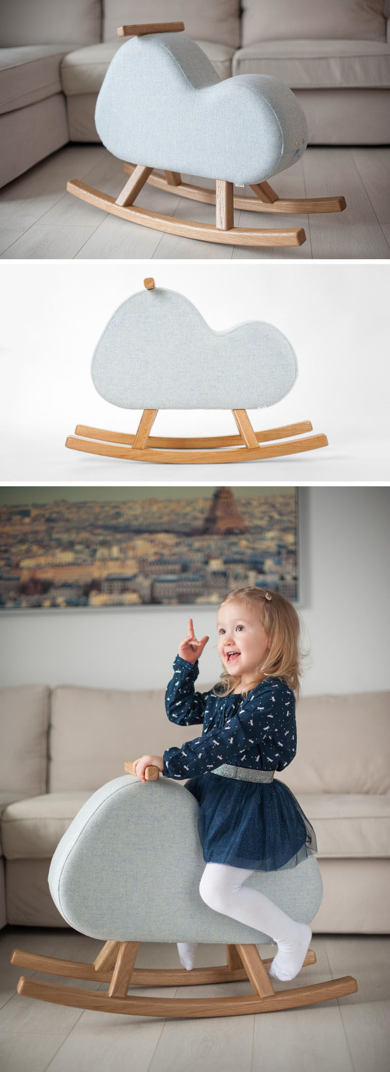 Hyggelig have designed a pair of children's rockers named 'The Mountain' and 'The Banana', that were inspired by the items that they're named after. #ModernKidsFurniture #ChildrensFurniture #ModernToys