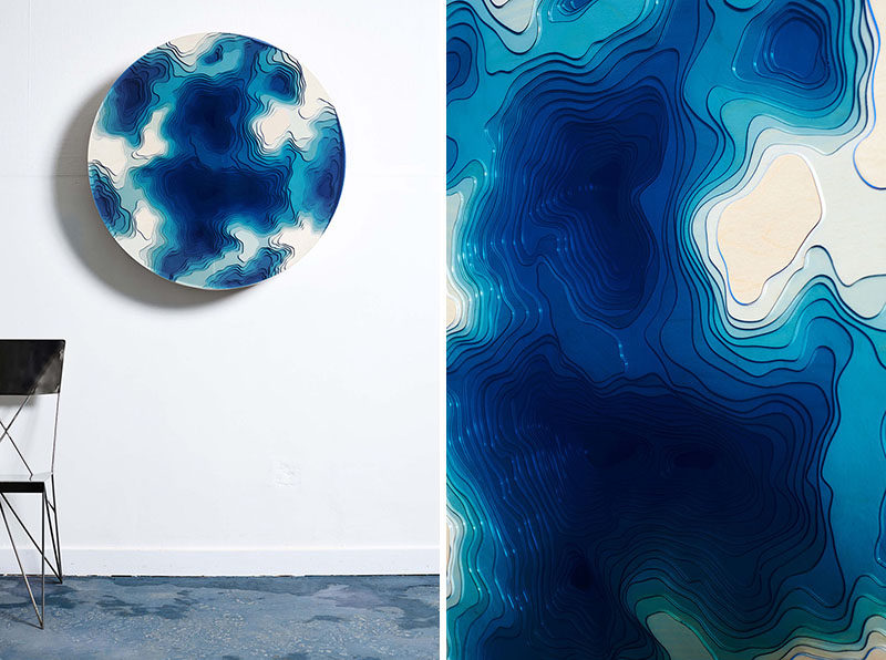 Abyss Wall Relief designed by Christopher Duffy for Duffy London, features a combination of wood and glass to create a sculptural wall piece that casts an eye into the ancient depths of the ocean. #WallArt #Art #Sculpture #ModernSculpture #ModernArt #Design