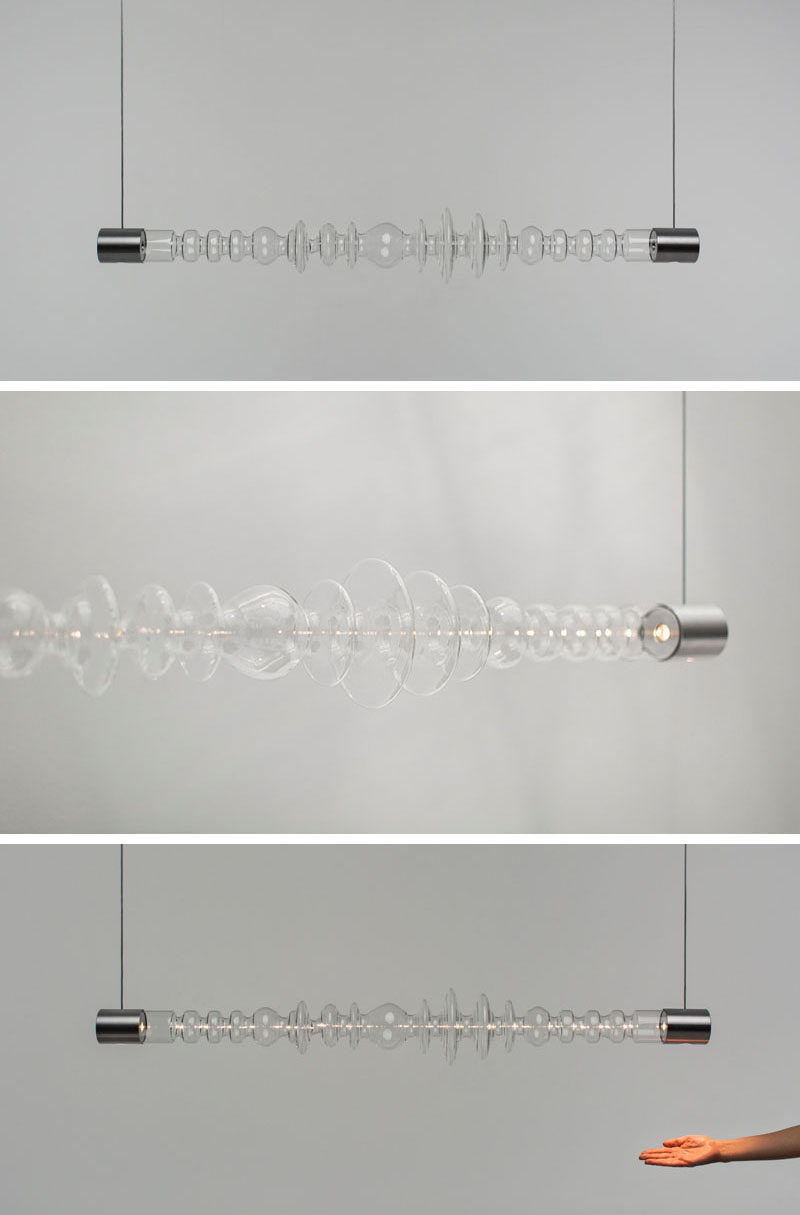 Madrid-based design firm Mayice Studio have created FILAMENTO, a sculptural lighting piece that's made from a single piece of glass more than 3 feet (1m) long. #ModernLighting #LightingDesign