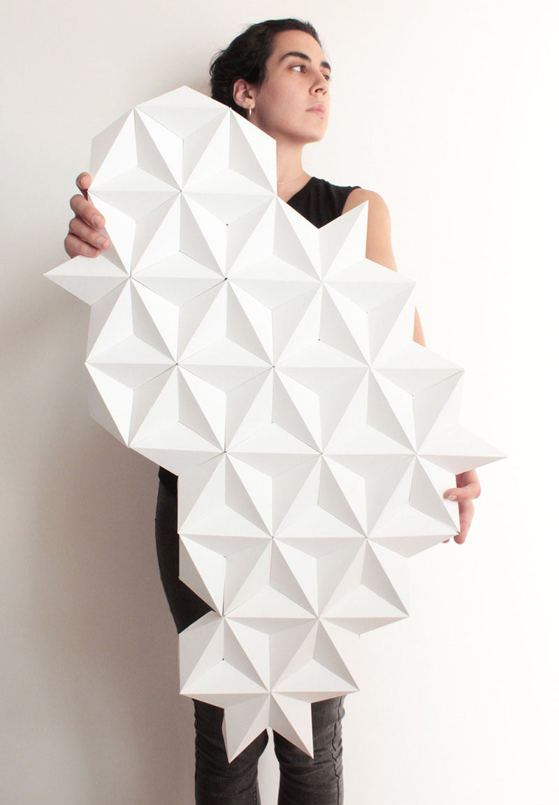 Kinga Kubowicz of KingKongDesignShop has created Moduuli, a collection of unique, modern and eye-catching geometric origami wall art. #ModernWallArt #GeometricWallArt #Origamii #Decor