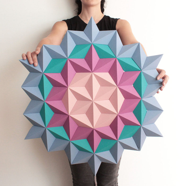 Kinga Kubowicz of KingKongDesignShop has created Moduuli, a collection of unique, modern and eye-catching geometric origami wall art. #ModernWallArt #GeometricWallArt #Origamii #Decor