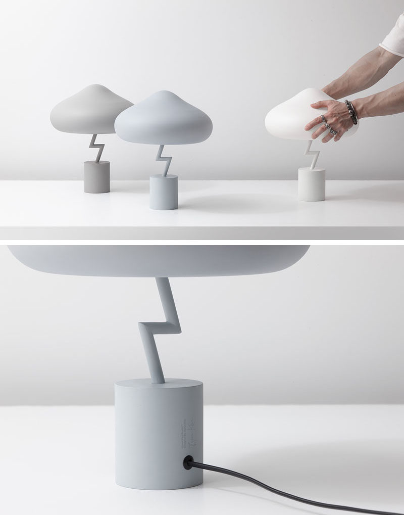 South Korean designer Jinyoun Kim has created the Lightning Lamp, which was inspired by an old Korean phrase, "Being struck by a thunder out of blue sky", which describes people confronting unexpected catastrophic events. #ModernTableLamp #Lighting #Design