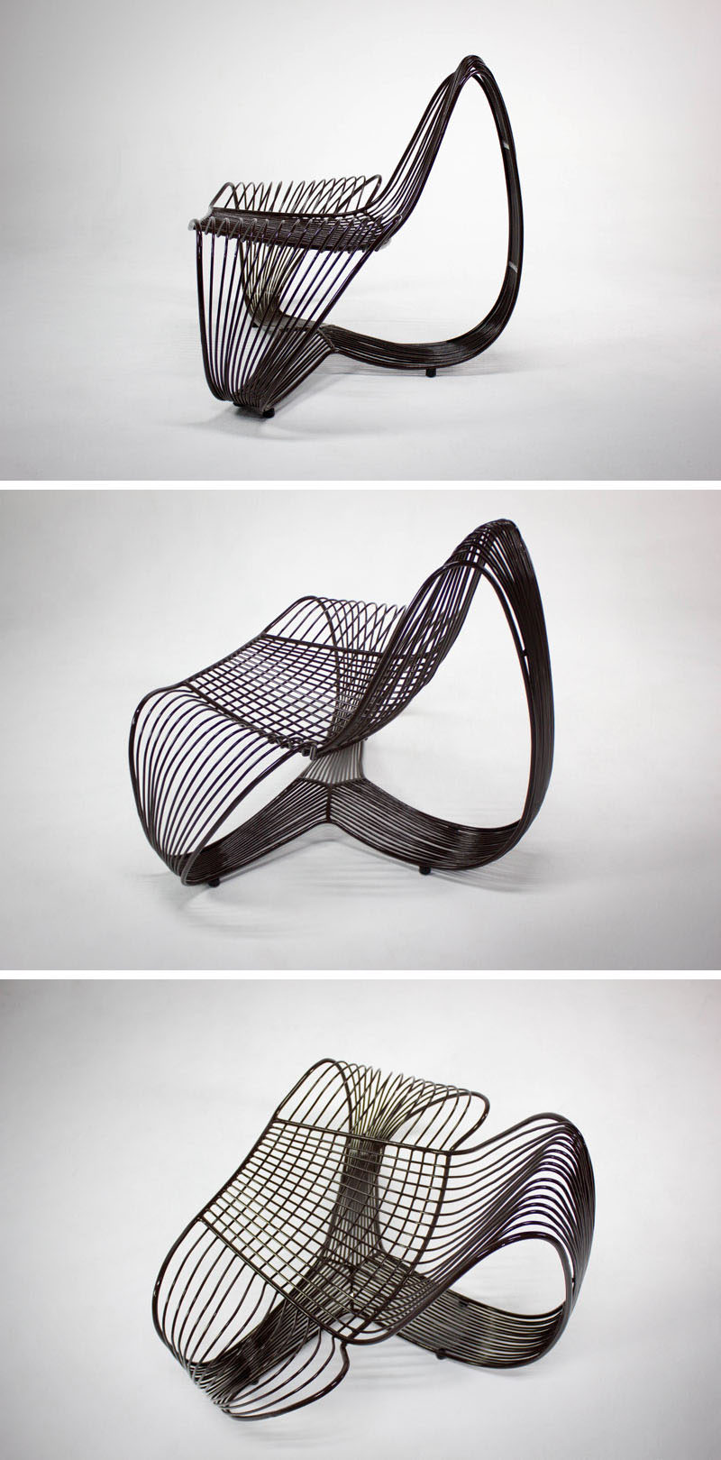 Ernesto Pastore has designed Conchita, a modern metal chair that was inspired by bivalve seashells and is made from stainless steel rods. #Design #Chair #Furniture