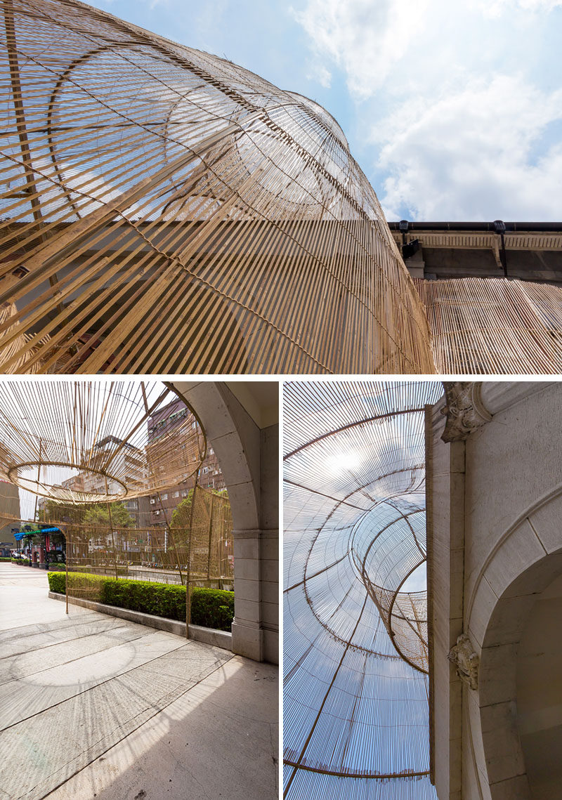 Artist Cheng Tsung FENG has designed a large bamboo art installation for the Museum of Contemporary Art in Taipei, Taiwan, that's named "The Trap". #ModernArt #ArtInstallation #Sculpture #Bamboo #Design