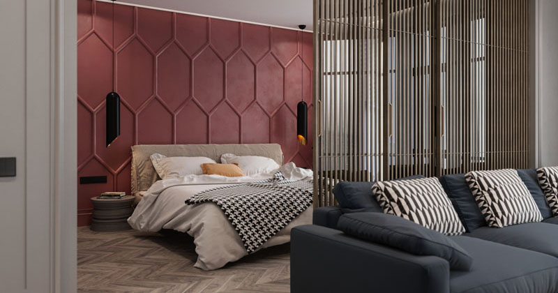 Bedroom Accent Feature Wall Deep Modern Red 070518 202 04