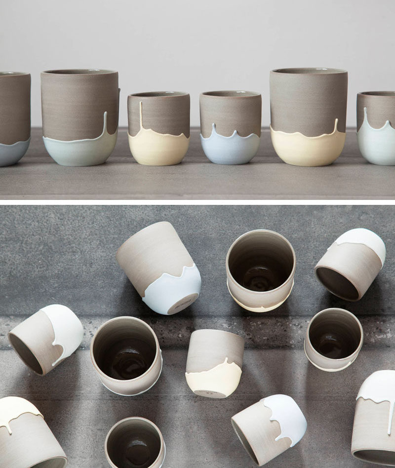 Celine Fafard, the owner and creator of Parceline, has designed a collection of modern ceramics from her studio in Montreal, Canada. #ModernCoffeeMug #CoffeeCup #CeramicMug #Modern