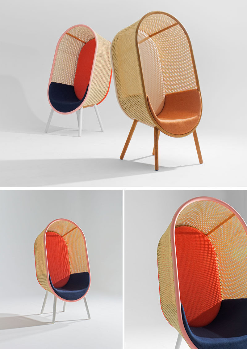 Kevin Hviid And Martin Kechayas have designed Cocoon, a modern yet timeless lounge chair for private and public spaces, whose design was inspired by the organic modernism of the 1960s, where soft and sculptural shapes melt together, and the classic egg-shaped hanging chair. #ModernFurniture #Chair #Seating #Design