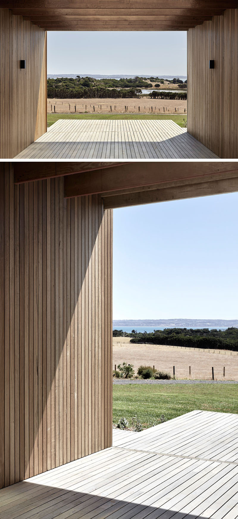 This modern house has an exterior of Blackbutt shiplap, which helps to keep the house to have a simple, minimal, and warm aesthetic, that enables the family to focus on relaxation. #Blackbutt #WoodExterior #ModernHouse #Architecture