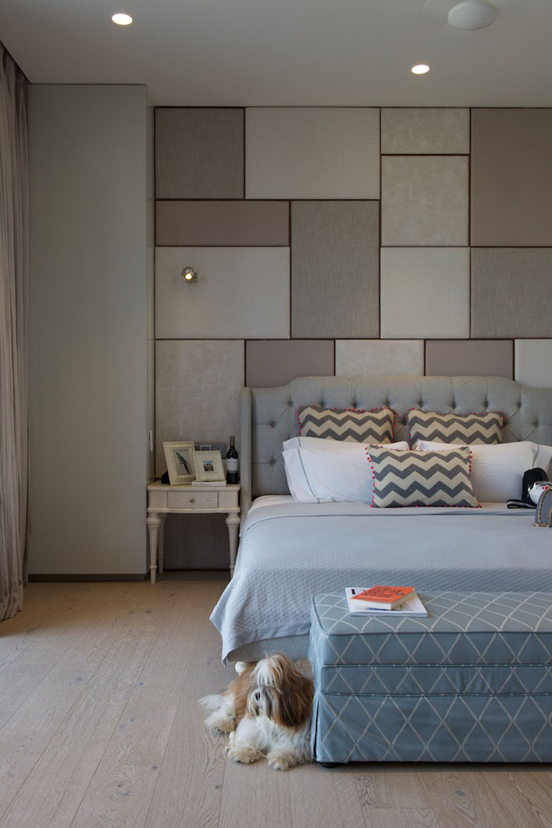 This bedroom uses muted tones that help to create a calming atmosphere. #Bedroom #CalmingBedroom #BedroomDesign