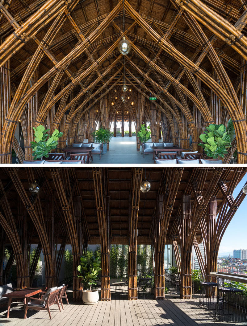 Vo Trong Nghia Architects have designed the renovation of a cafe, using bamboo as the material, to create a cave-like experience. #Bamboo #CafeDesign #InteriorDesign #Architecture