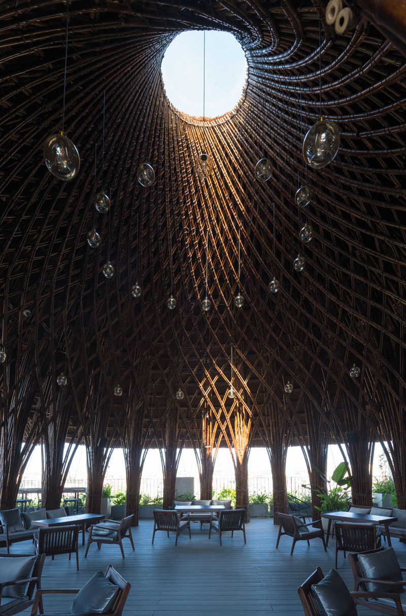 Vo Trong Nghia Architects have designed the renovation of a cafe, using bamboo as the material, to create a cave-like experience. #Bamboo #CafeDesign #InteriorDesign #Architecture