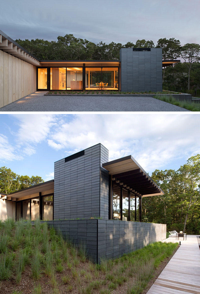 Bates Masi + Architects have designed a new house in Amagansett, New York, for their clients, a family who have a passion for being on the water. #Architecture #Beams #Landscaping