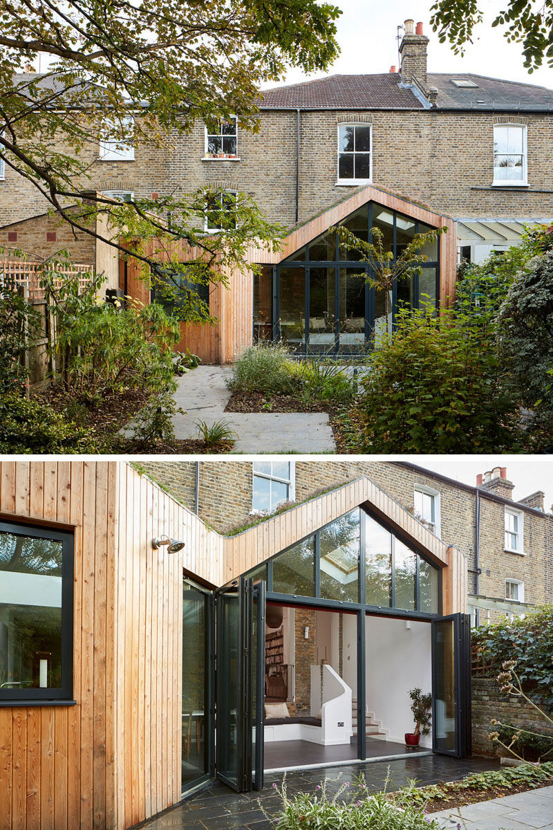 Scenario Architecture have designed a modern wood extension to a large Victorian house, located in a conservation area in Hackney, London. #ModernExtension #HouseAddition #Architecture