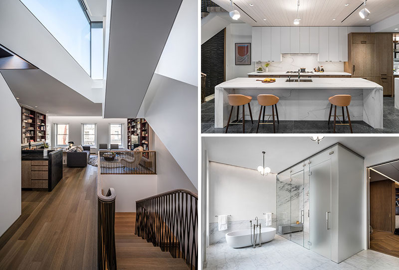 Michael K Chen Architecture (MKCA) have completed the contemporary renovation of a landmarked but badly degraded 1879 Neo-Grec brownstone row house, located on the Upper East Side of Manhattan, New York. #Renovation #Townhouse #RowHouse