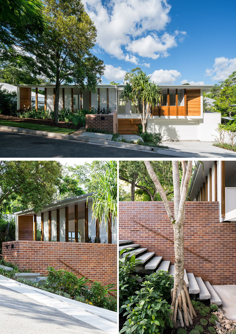 This contemporary house design replaced a 1960’s brick & tile house, however the original house inspired the design of the new house to reference the Mid-Century period. #HouseDesign #Architecture