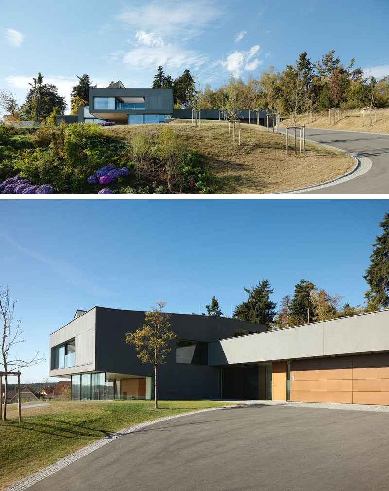 WILLL Architektur have designed a new modern house in Austria, that has a 93 mile panoramic view of the surrounding area and sits beside a grove of fruit trees. #ModernArchitecture #ModernHouse