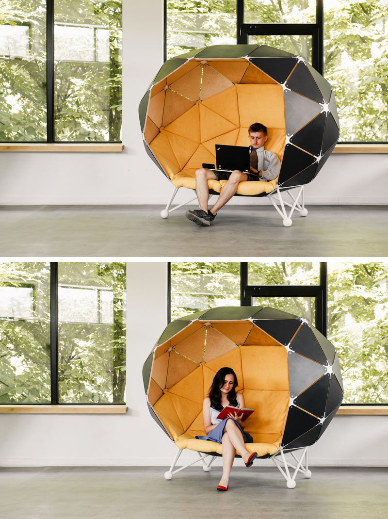 Ukrainian based design studio MZPA [mazepa], have designed 'The Planet for Two', a piece of office furniture that allows for two people to have a semi-private meeting space. #OfficeFurniture #WorkplaceFurniture #FurnitureDesign