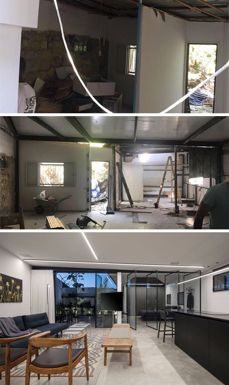 BEFORE + AFTER - This derelict property made up of a series of shacks was transformed into a bright and modern small house. #Renovation #BeforeAndAfter #InteriorDesign